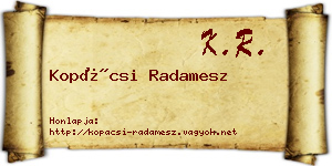 Kopácsi Radamesz névjegykártya